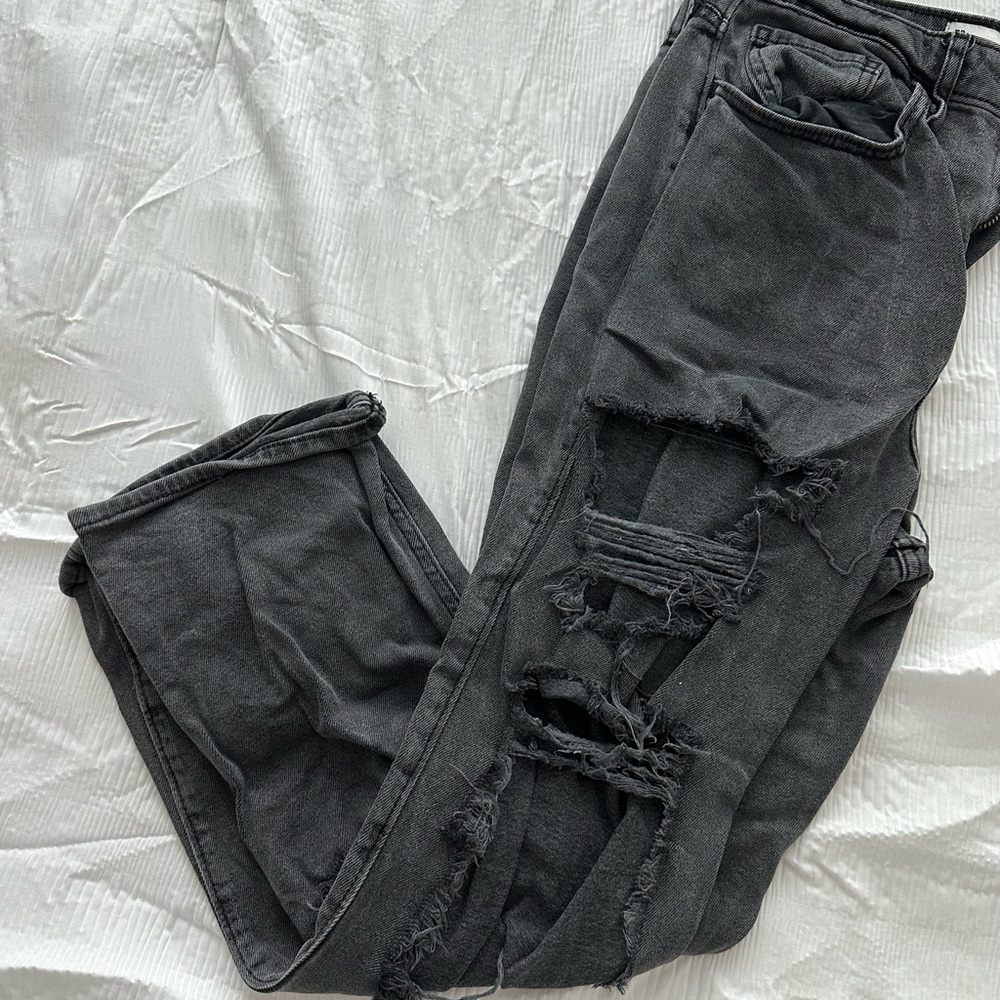 Hollister Ripped Straight Leg Black Jeans